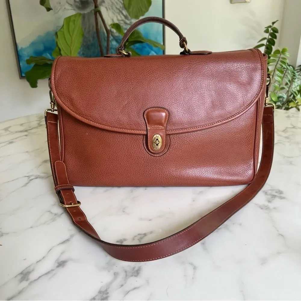 COACH Vintage Sheridan Sumter Briefcase 5268 Tan Pebble Leather Brass 90's USA